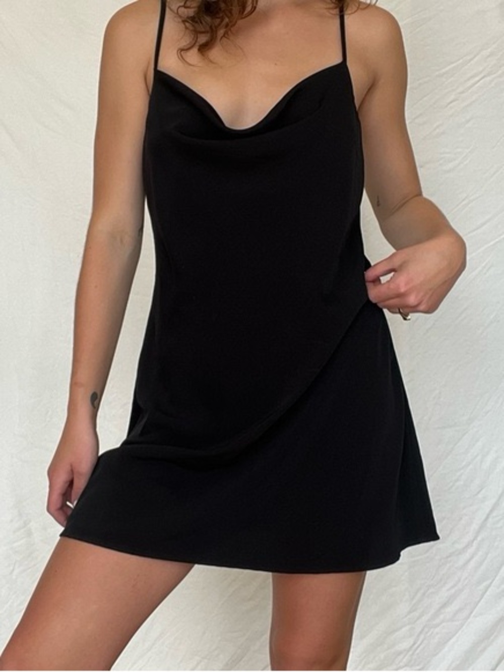 Forever 21 Black Cowl Neck Slip Mini Dress